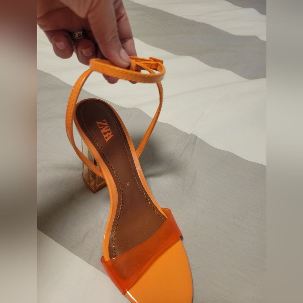 Zara High Heel Methacrylate Sandals size 36